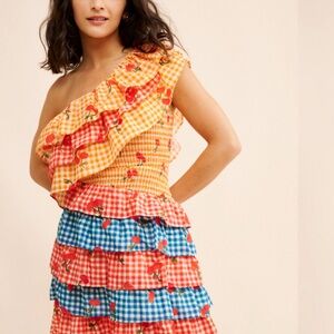 Farm Rio for Anthropology - Adorable Ruffled One-Shoulder Dress